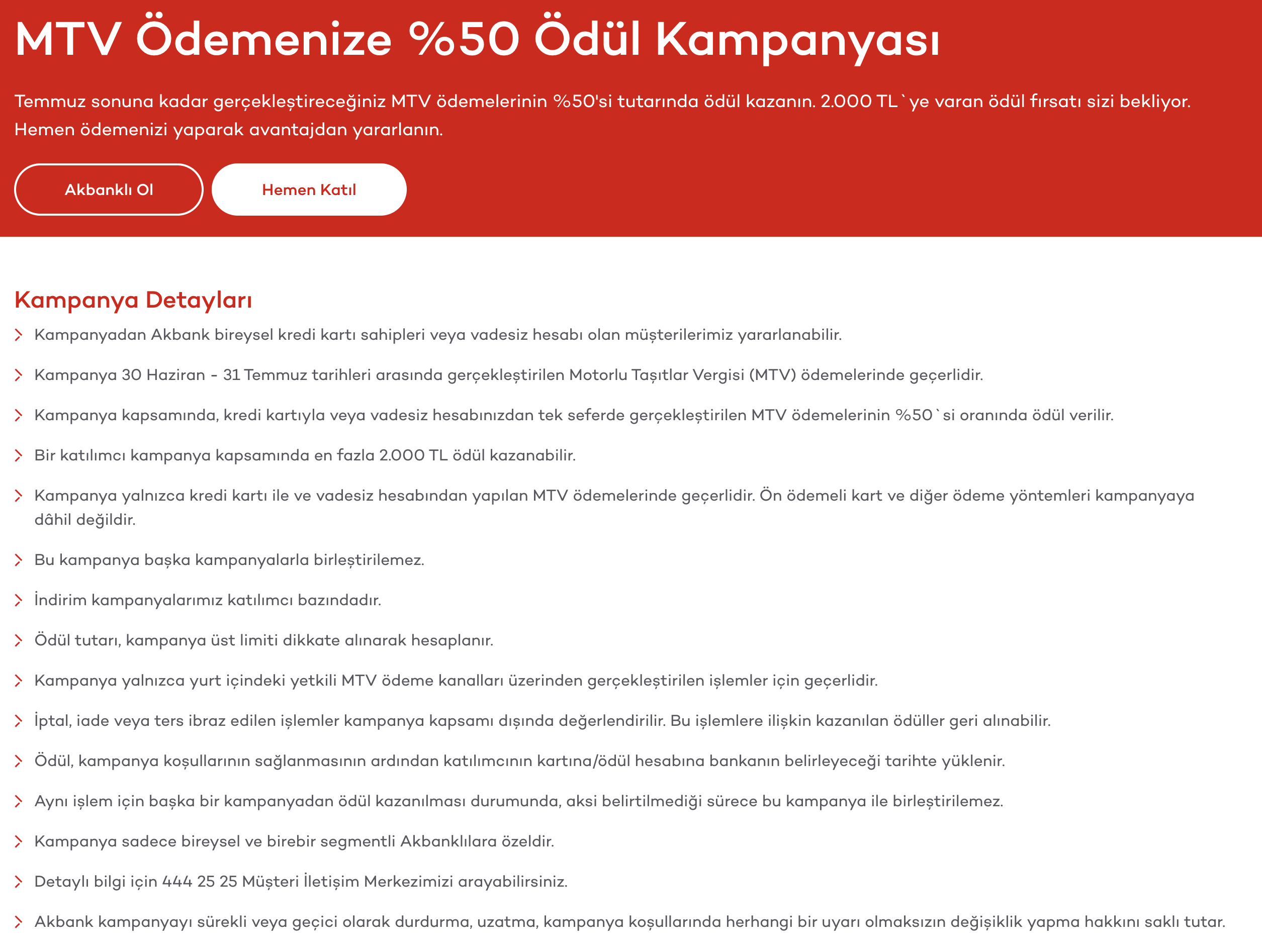 Akbank: MTV Ödemenize %50 Ödül Kampanyası